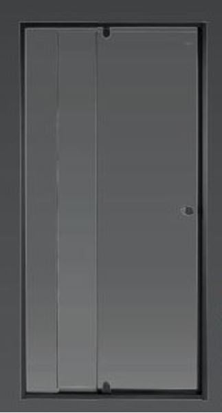 Picture of JHB BLACK PIVOT shower door only, 5 mm CLEAR tempered glass, adjustable BLACK frame