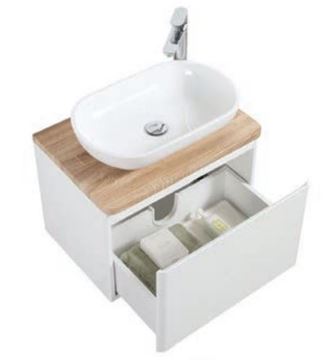 Picture of Lazio Bathroom cabinet 600 mm with 1 drawer, wooden countertop and basin, FREE delivery to JHB and Pretoria