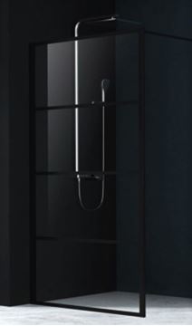 Picture of Sale BLACK framed Shower Screen with 3 stripes, 1000 x 1950 x 6 mm clear tempered glass