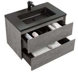 Picture of Enzo Concrete bathroom cabinet SET 600 mm L with BLACK basin and 2 drawers, FREE delivery to JHB/ PRETORIA