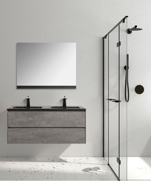 Picture of Enzo Concrete Double bathroom cabinet SET 1200 mm L, BLACK basins, 2 drawers, DELIVERED to MAIN cities