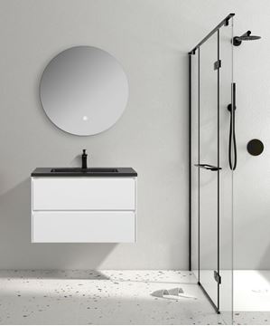 Picture of Enzo White bathroom cabinet SET 800 mm L with BLACK basin,  2 soft closing drawers, FREE delivery to JHB and Pretoria