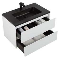 Picture of Enzo White bathroom cabinet SET 800 mm L, BLACK basin, 2 drawers DELIVERED to MAIN Cities