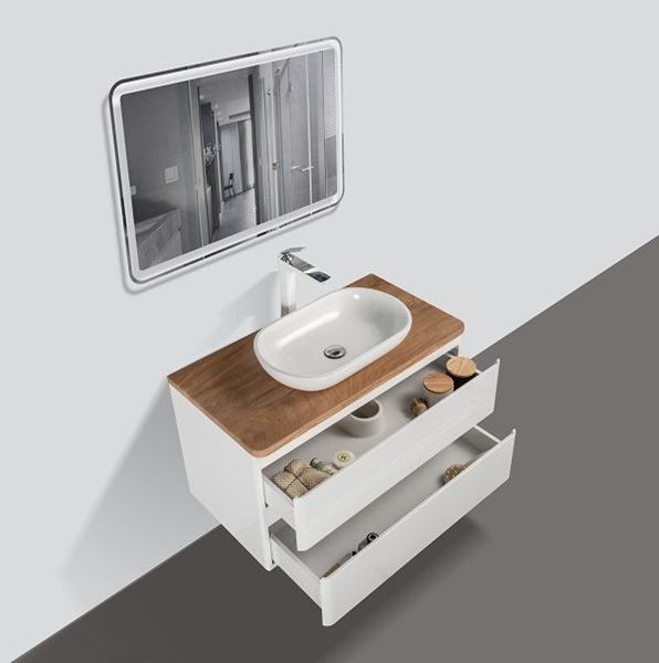Picture of Lazio Bathroom cabinet 900 mm with 2 drawers, wooden countertop and basin, DELIVERED to MAIN Cities