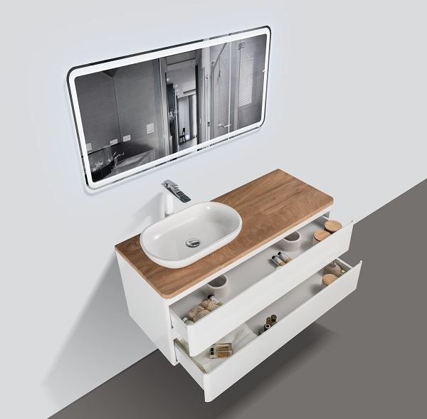 Picture of Lazio Bathroom cabinet 1200 mm with 2 large drawers, wooden countertop and basin, DELIVERED to MAIN Cities