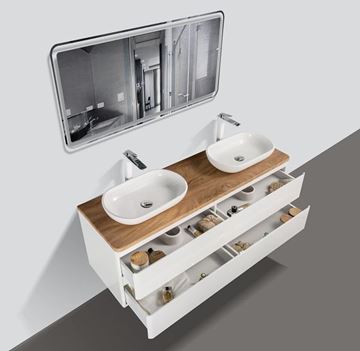 Picture of Lazio Double Bathroom cabinet 1500 mm with 4 large drawers, wooden countertop and 2  basins, DELIVERED to MAIN Cities