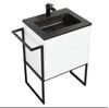 Picture of Urban CONCRETE bathroom cabinet 600 mm L, 2 drawers, BLACK basin, metal towel rail, DELIVERED to MAIN Cities