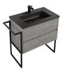 Picture of Urban CONCRETE bathroom cabinet 800 mm L, 2 drawers, BLACK basin, metal towel rail and legs, DELIVERED to MAIN Cities