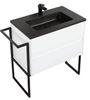 Picture of Urban CONCRETE bathroom cabinet 800 mm L, 2 drawers, BLACK basin, metal towel rail and legs, DELIVERED to MAIN Cities
