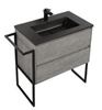 Picture of Urban CONCRETE bathroom cabinet 800 mm L, 2 drawers, WHITE basin, metal towel rail and legs, DELIVERED to MAIN Cities