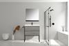 Picture of Urban CONCRETE bathroom cabinet 800 mm L, 2 drawers, WHITE basin, metal towel rail and legs, DELIVERED to MAIN Cities