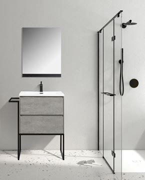 Picture of Urban CONCRETE bathroom cabinet 600 mm L, 2 drawers, WHITE basin, metal towel rail, FREE delivery to JHB and Pretoria  