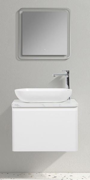 Picture of Santorini Bathroom cabinet 600 mm, 1 drawer, Calacatta style countertop, WHITE basin, FREE delivery to JHB/ PRETORIA