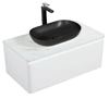 Picture of Santorini 900 mm L Bathroom cabinet,1 drawer, Calacatta style countertop, BLACK basin, DELIVERED to MAIN Cities