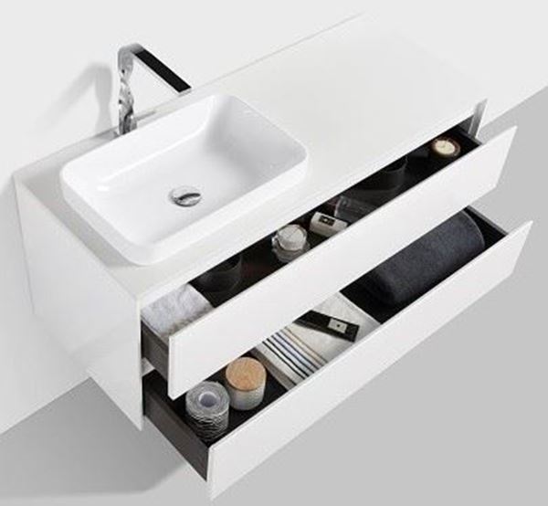 Picture of Madrid 1200 mm WHITE cabinet SET, 2 drawers, Quartz stone countertop, basin, FREE delivery to JHB and Pretoria