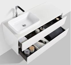 Picture of Madrid 1200 mm WHITE cabinet SET, 2 drawers, Quartz stone countertop, basin, DELIVERED to MAIN Cities