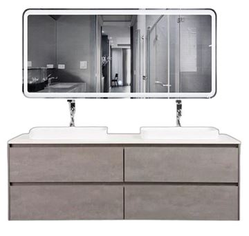 Picture of Madrid 1500 mm L CONCRETE cabinet SET, 4 drawers, Quartz stone countertop, 2 basins, DELIVERED to MAIN Cities 