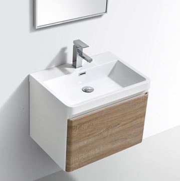 Picture of Milan WHITE OAK & WHITE Bathroom cabinet SET 600 mm L, 1 drawer, DELIVERED to MAIN Cities