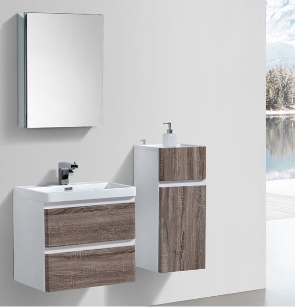 Picture of Milan SILVER OAK and WHITE Bathroom cabinet SET 600 mm L, 2 drawers, DELIVERED to MAIN Cities