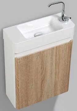 Picture of Milan Extra slim WHITE OAK & WHITE bathroom cabinet set, 1 door, 450 x 182 x 550 H, DELIVERED to MAIN cities 