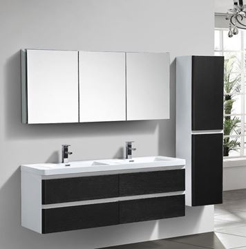 Picture of Milan BLACK and White double bathroom cabinet SET 1500 mm L, 4 drawers, DELIVERED to MAIN cities