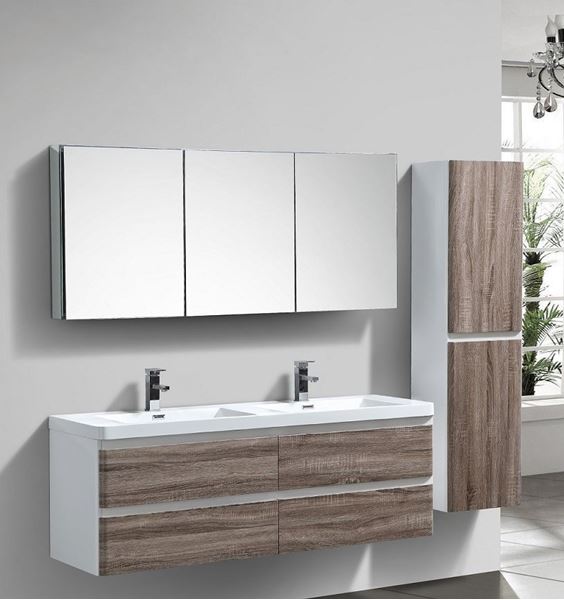 Picture of Milan SILVER OAK and White double bathroom cabinet SET 1500 mm L, 4 drawers, FREE delivery to JHB and Pretoria