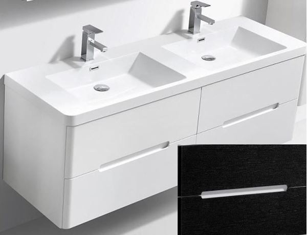 Picture of Venice BLACK and White double bathroom cabinet SET 1500 mm L, 4 drawers, FREE delivery to JHB and Pretoria