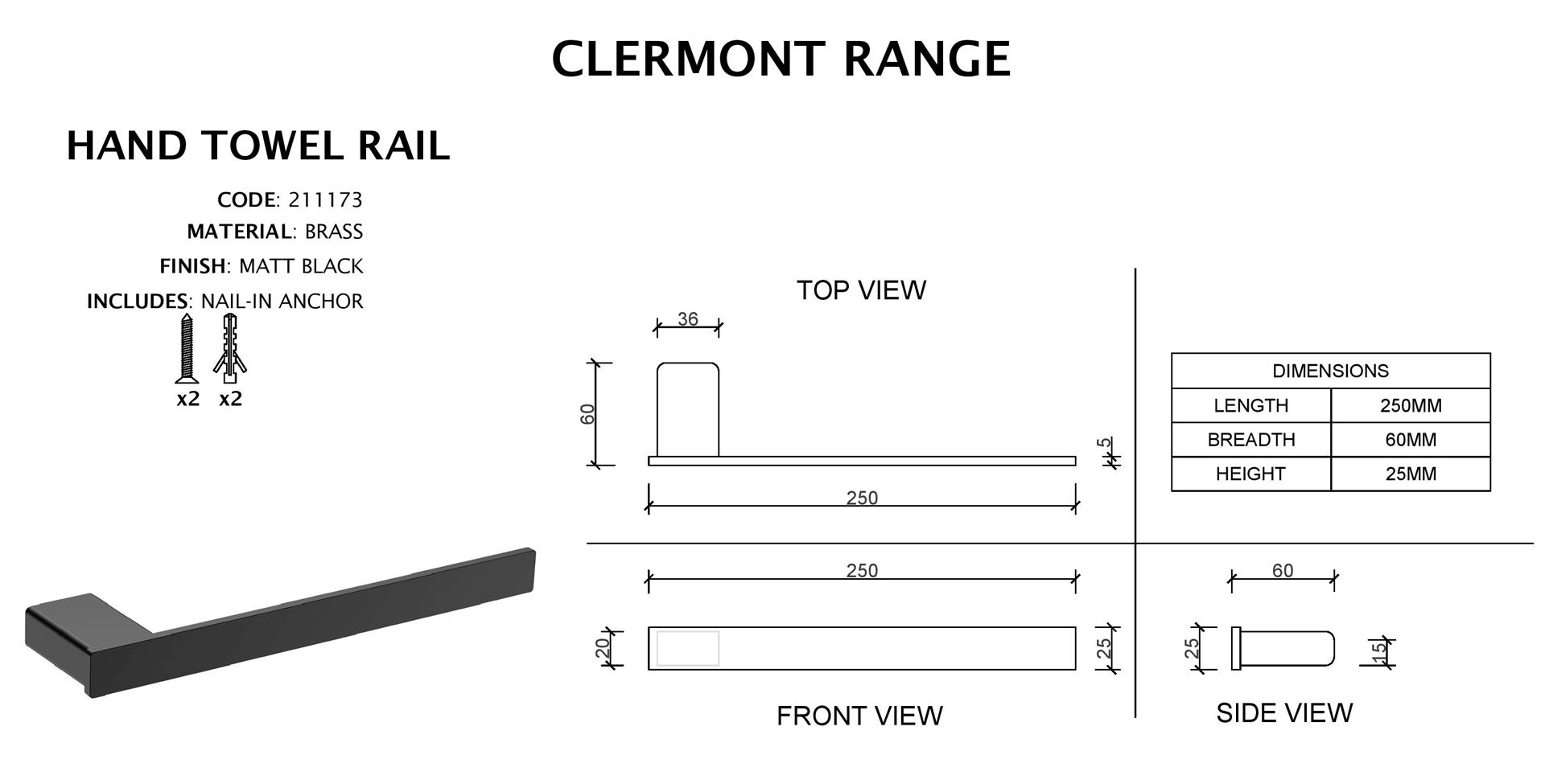 Cape Town COMBO Deal MONT BLANC French Style BLACK Walk In Shower Screen 1200 X 2000 Mm H PLUS 5