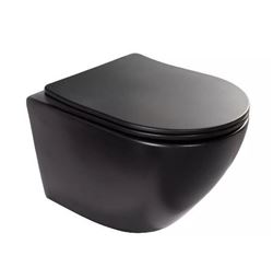 Picture of Bijiou Luxuriant  BLACK matt wall hung toilet pan with soft close toilet seat