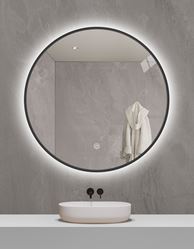 Picture of BLACK frame LED ROUND mirror 900 mm with 3 colors mode & demister / defogger