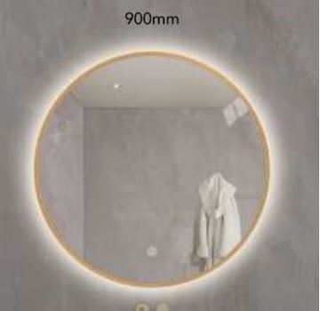 Picture of GOLD frame LED ROUND mirror 900 mm with 3 colors mode & demister / defogger