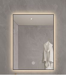 Picture of BLACK frame Vertical LED mirror 600 x 900 mm H with 3 colors mode & demister / defogger