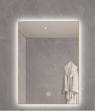 Picture of GOLD frame Vertical LED mirror 600 x 900 mm H with 3 colors mode & demister / defogger