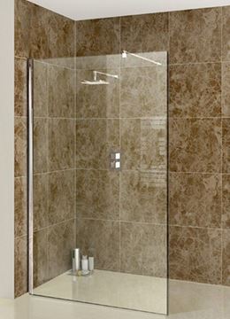 Picture of JHB Andes Frameless shower screen 1200 x 2000 x 8 mm tempered glass, WALL MOUNTED