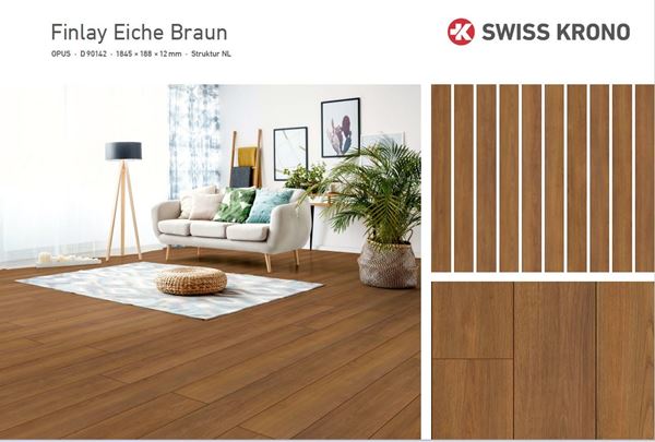 Picture of Cape Town Kronotex Laminate Flooring OPUS FINLAY OAK BROWN, 12 MM