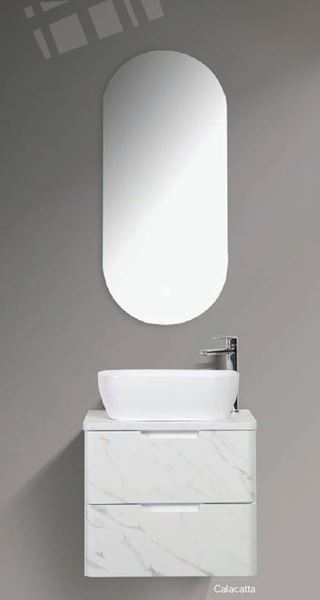 Picture of Trento bathroom cabinet SET 600 mm L Calacatta and White, White basin, 2 soft closing drawers, FREE delivery to JHB and Pretoria