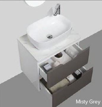 Picture of Trento bathroom cabinet SET 600 mm L Misty Grey and White, Calacatta top, 2 soft closing drawers, FREE delivery to JHB and Pretoria