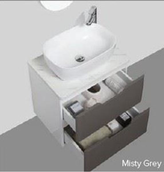 Picture of Trento bathroom cabinet SET 600 mm L Misty Grey and White, Calacatta top, 2 soft closing drawers, FREE delivery to JHB and Pretoria