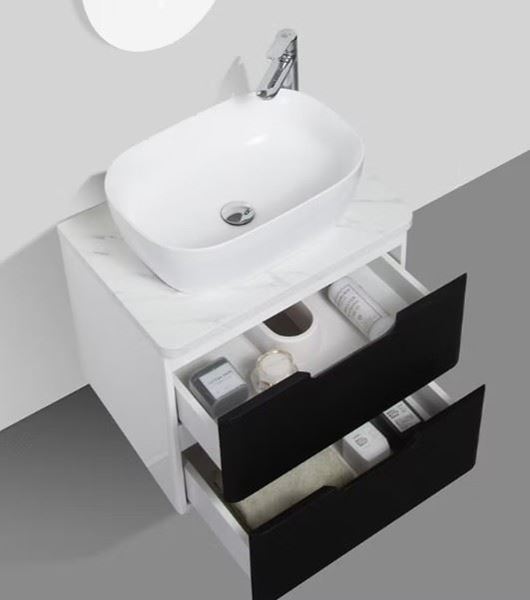 Picture of Trento bathroom cabinet SET 600 mm L  Black and White, Calacatta top, 2 soft closing drawers, FREE delivery to JHB and Pretoria