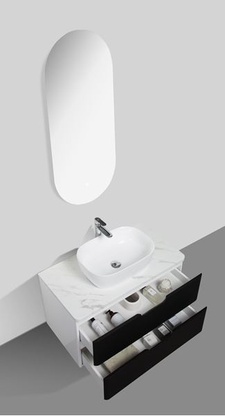 Picture of Trento bathroom cabinet SET 900 mm L  Black and White, Calacatta top, 2 soft closing drawers, FREE delivery to JHB and Pretoria