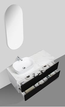 Picture of Trento bathroom cabinet SET 1200 mm L BLACK and White, Calacatta top, 2 drawers, FREE delivery to JHB and Pretoria