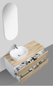 Picture of Trento bathroom cabinet SET 1200 mm L WHITE OAK and White, White oak countertop, 2 drawers, FREE delivery to JHB and Pretoria