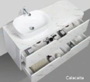 Picture of Trento bathroom cabinet SET 1200 mm L Calacatta and White, Calacatta countertop, 2 drawers, FREE delivery to JHB and Pretoria