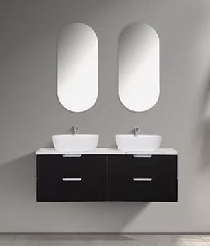 Picture of Trento double bathroom cabinet SET 1500 mm L, BLACK and White, Calacatta countertop, 2 basins and 4 drawers, FREE delivery to JHB and Pretoria