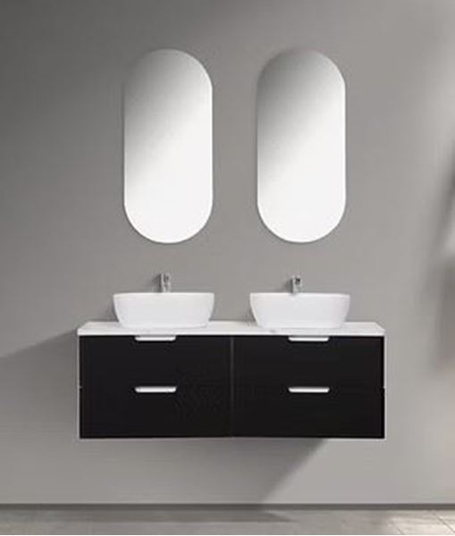 Picture of Trento double bathroom cabinet SET 1500 mm L, BLACK and White, Calacatta countertop, 2 basins and 4 drawers, FREE delivery to JHB and Pretoria