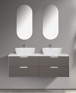 Picture of Trento double bathroom cabinet SET 1500 mm L, GREY and White, Calacatta countertop, 2 basins and 4 drawers, FREE delivery to JHB and Pretoria