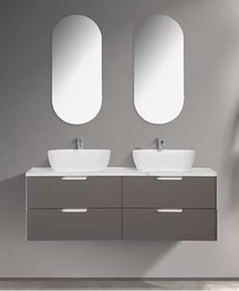 Picture of Trento double bathroom cabinet SET 1500 mm L, GREY and White, Calacatta countertop, 2 basins and 4 drawers, FREE delivery to JHB and Pretoria