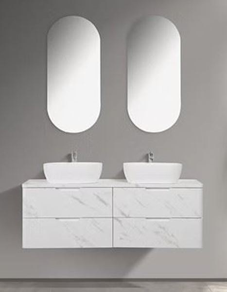 Picture of Trento double bathroom cabinet SET 1500 mm L, CALACATTA and White, Calacatta countertop, 2 basins and 4 drawers, FREE delivery to JHB and Pretoria