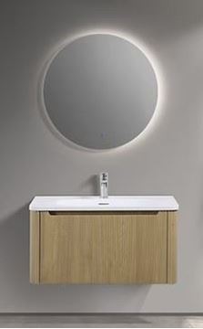 Picture of Azzaro OAK finish bathroom cabinet 800 x 480 x 425 H with 1 drawer, Fluted design all around, FREE delivery to JHB/ PRETORIA