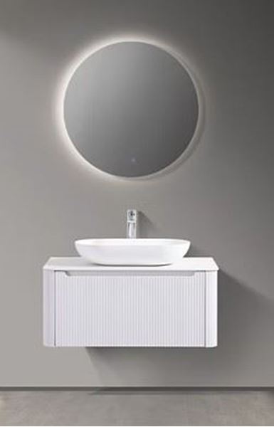 Picture of Monza White bathroom cabinet 800mm L, 1 drawer, Fluted design all around, Modena basin, Sintered stone countertop, FREE delivery to JHB / Pretoria